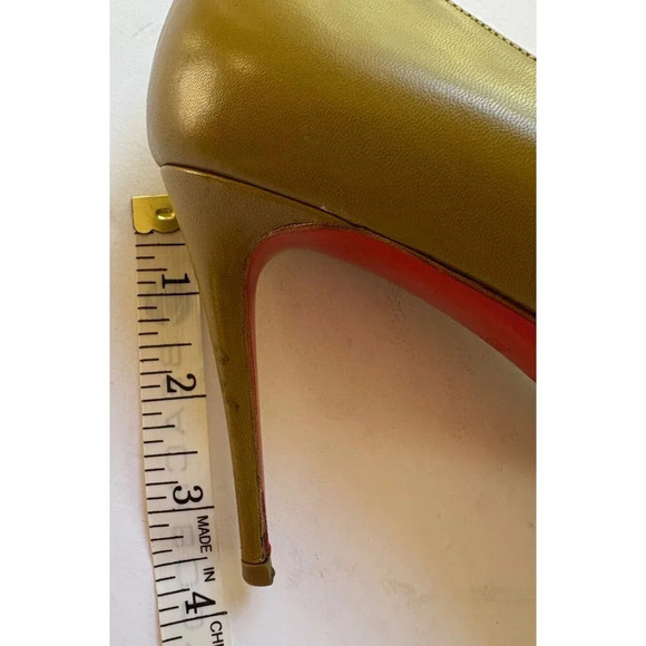 Christian Louboutin RARE Olive Green Cabo Pointed Pumps Jewelled Cap Toe EU 39.5 - Picture 14 of 15